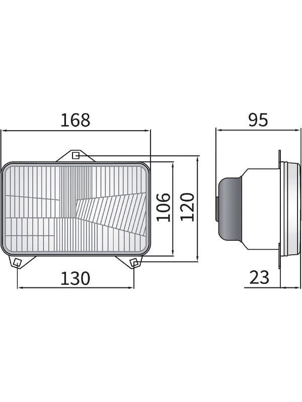 Žibintas halogeninis, stačiakampis, 12/24V, 168x106mm, Kramp 2