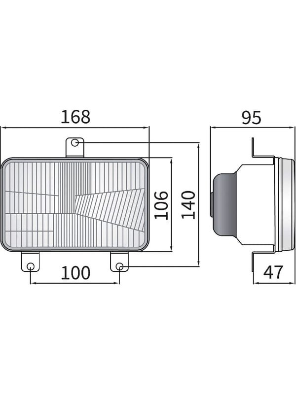 Žibintas halogeninis, stačiakampis, 12/24V, 168x106mm, Kramp 2