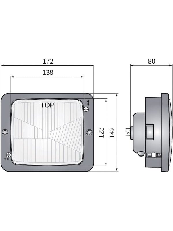 Žibintas halogeninis, stačiakampis, 12/24V, 172x142mm, Kramp 2