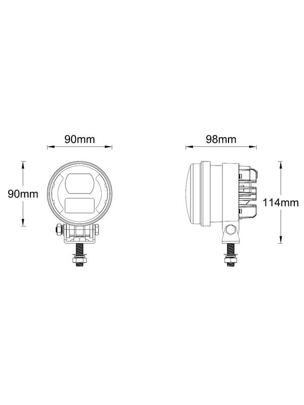 Žibintas LED, 30/5W, apvalus, 10-30V, Ø90mm, artimosios šviesos, gabaritinės šviesos, H9 jungtis, Kramp 4