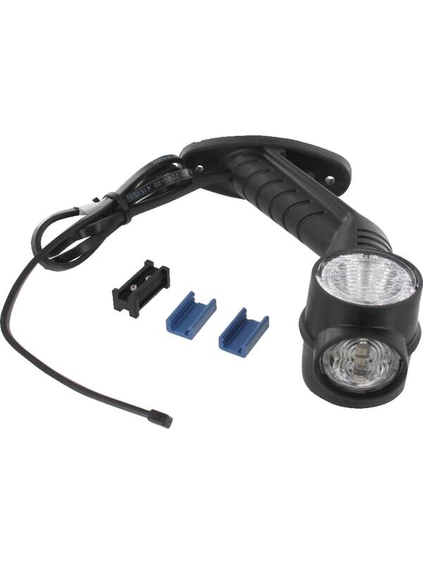 Žibintas LH LED, apvalus, 12 V, raudonas/baltas/oranžinis, su nuolatinės srovės kištuku, Aspöck