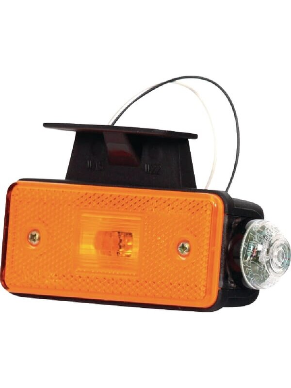 Žibintas RH LED, stačiakampis, 24 V, gintarinis, tvirtinamas varžtais, 136x49x55 mm, Waś 1