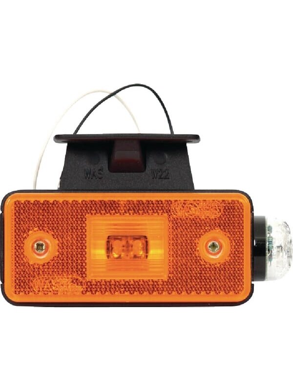 Žibintas RH LED, stačiakampis, 24 V, gintarinis, tvirtinamas varžtais, 136x49x55 mm, Waś 2