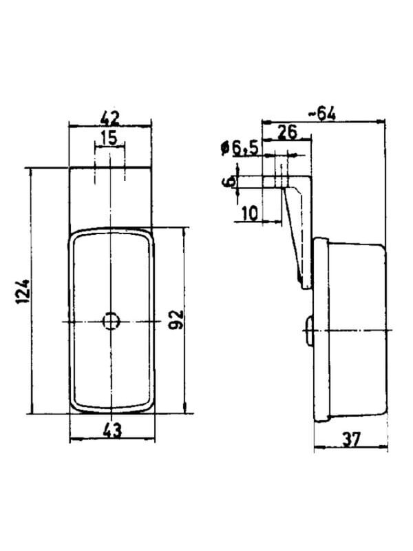 Žibintas stačiakampis, 12/24V, raudonas/baltas, tvirtinamas varžtais, 124x37x43mm, Jokon 1 Žibintas stačiakampis, 12/24V, raudonas/baltas, tvirtinamas varžtais, 124x37x43mm, Jokon 1