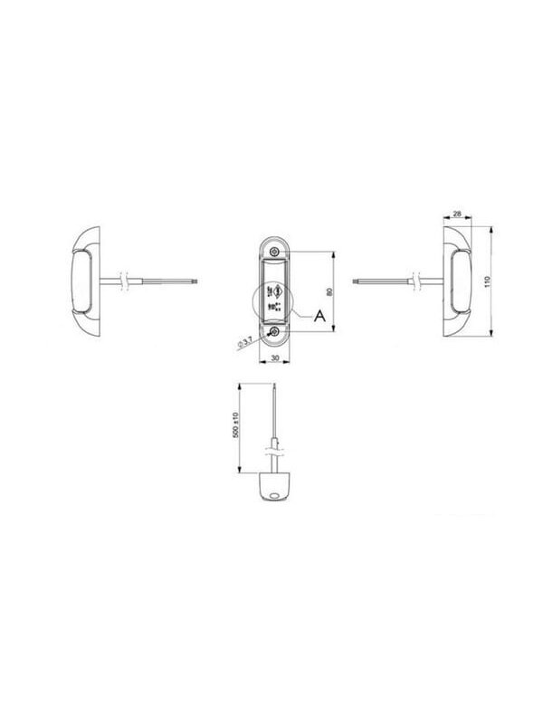 Žymėjimo lemputė LED, 0,8/1,7 W, stačiakampė, 12-24 V, raudona/balta, 110x30x28 mm, 4 LED, Kramp 3