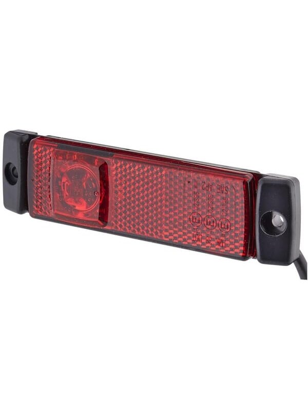 Žymeklio lemputė LED, 1,20 W, stačiakampė, 24 V, raudona, tvirtinama varžtais, 130x32x1 LED, "Hella