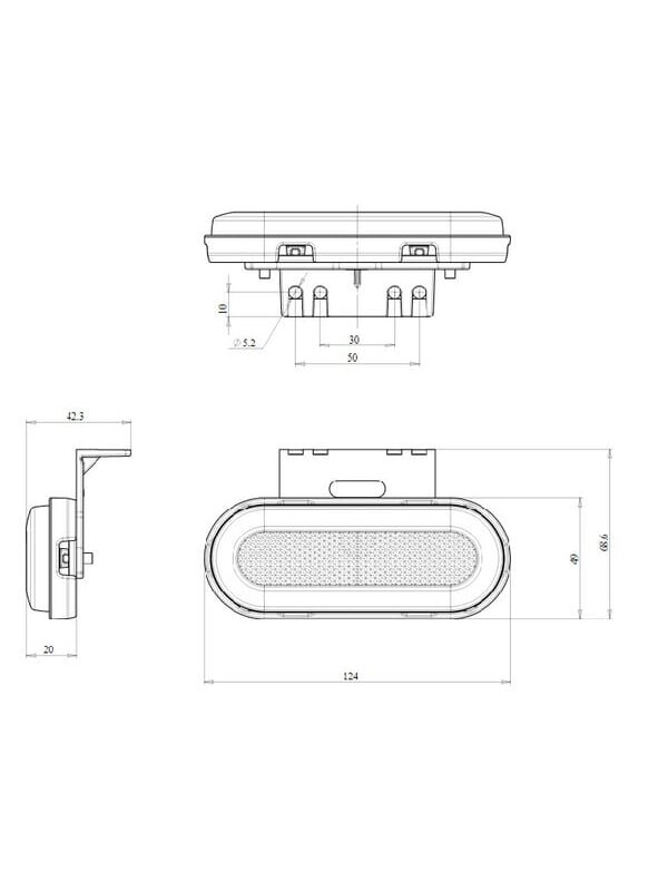 Žymeklis LED, su krypties indikatoriumi, stačiakampis, 12-24 V, 124x49x20 mm, Kramp 12 Žymeklis LED, su krypties indikatoriumi, stačiakampis, 12-24 V, 124x49x20 mm, Kramp 12